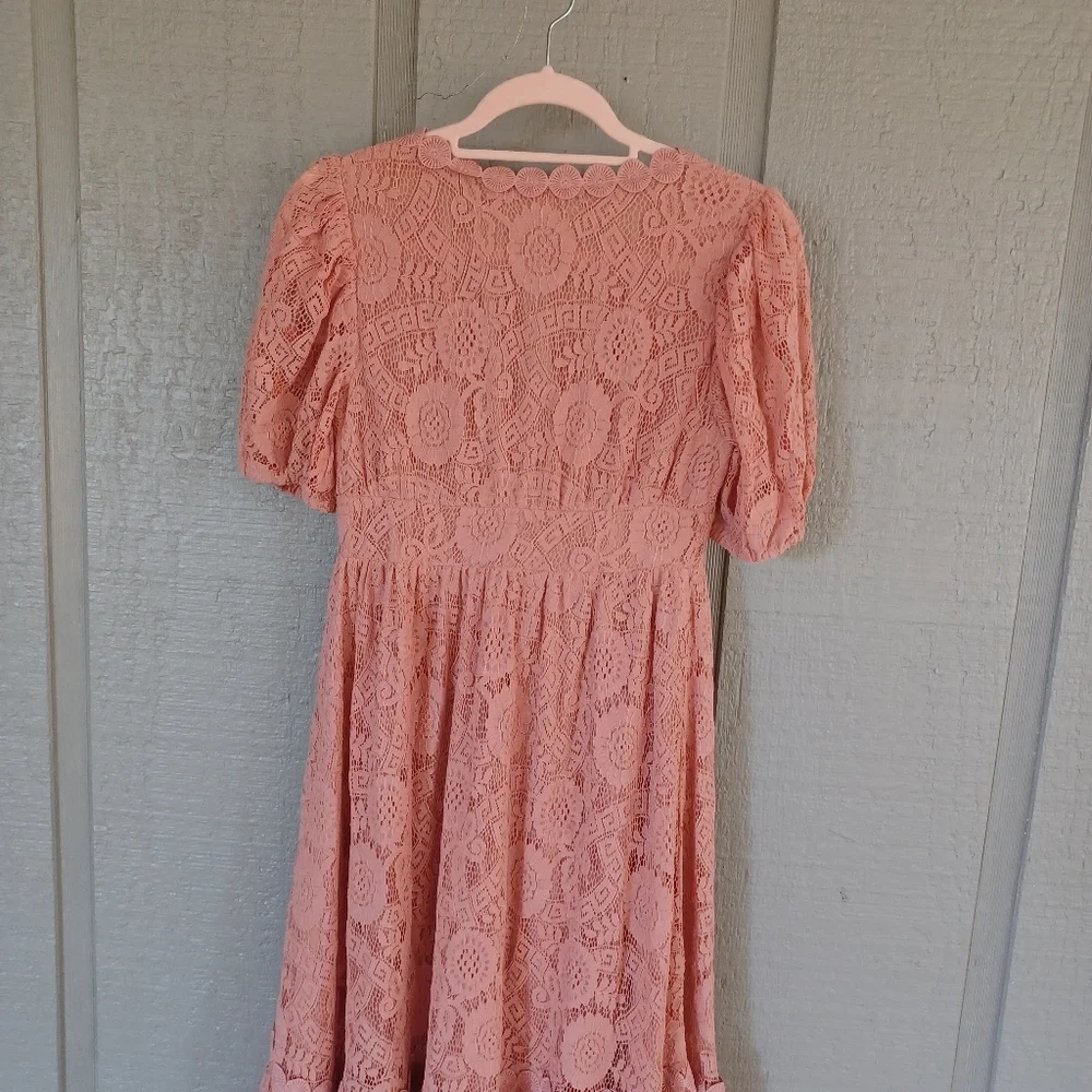 Blu Pepper Lace Short Sleeve Midi Dress Size S Women Feminine Wedding Guest